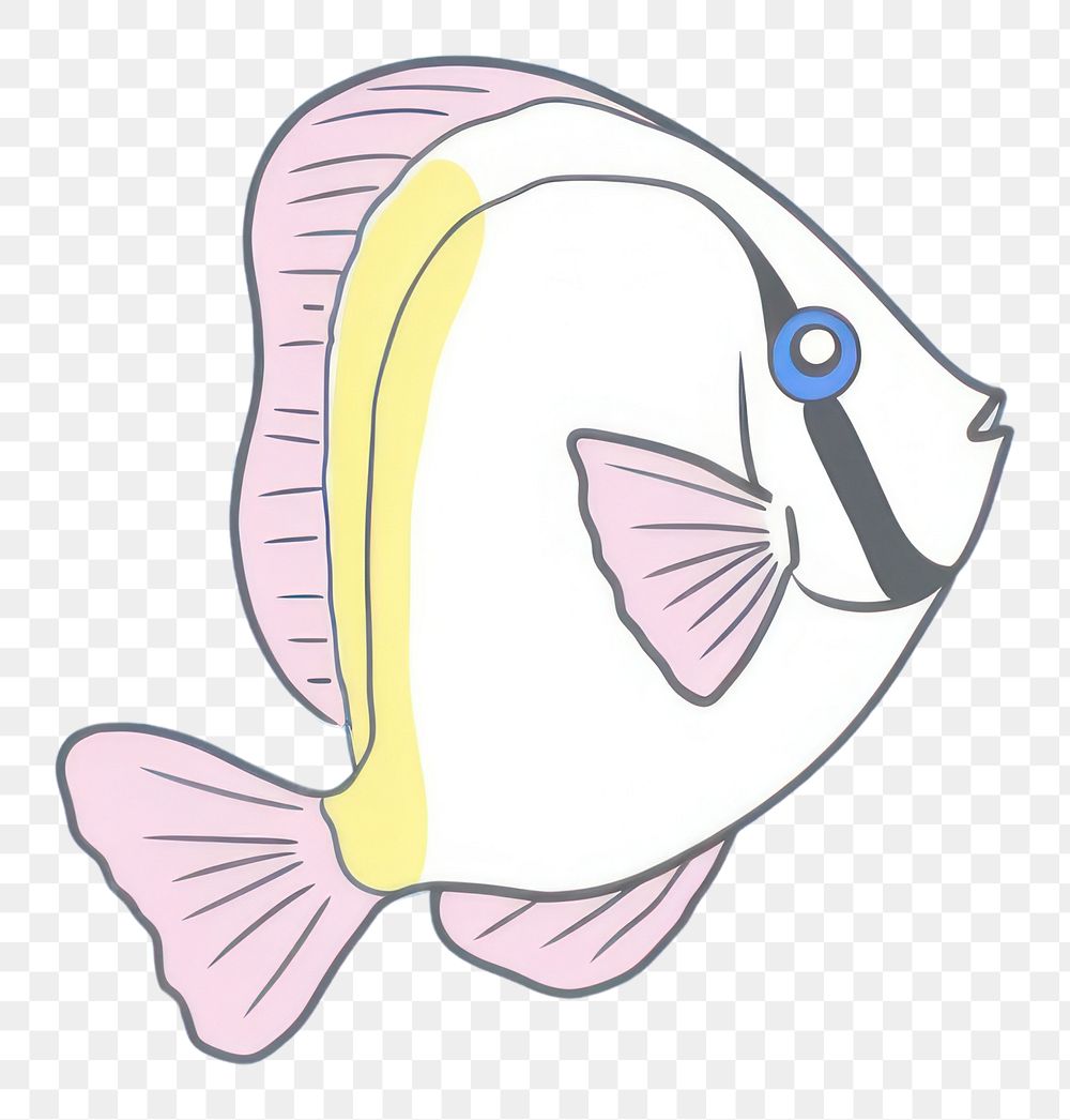 PNG Moorish Idol Fish fish cartoon drawing. AI generated Image by rawpixel.