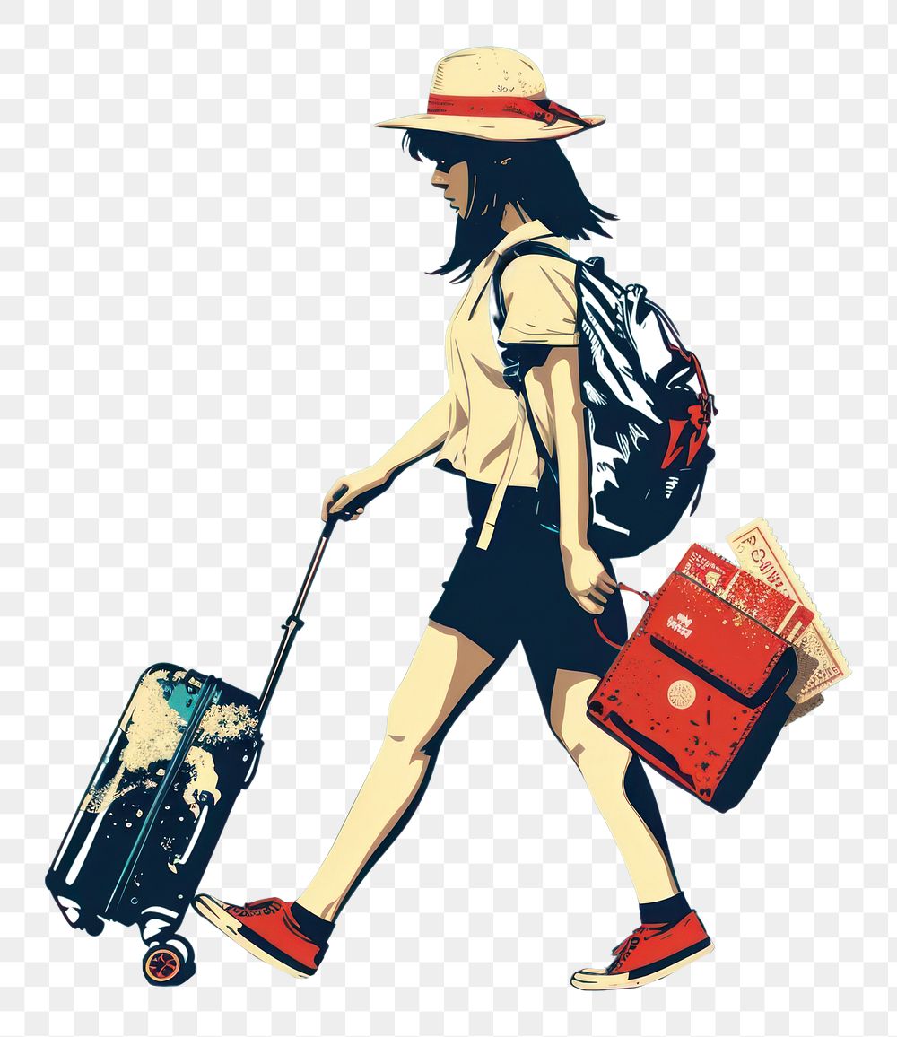 PNG Walking suitcase luggage adult.