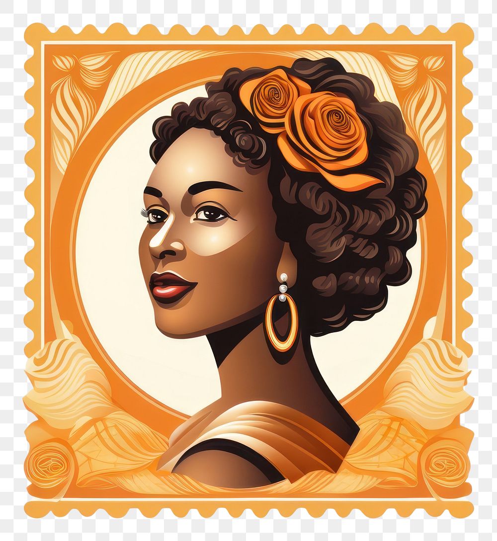 PNG Black history month postage stamp portrait jewelry earring.
