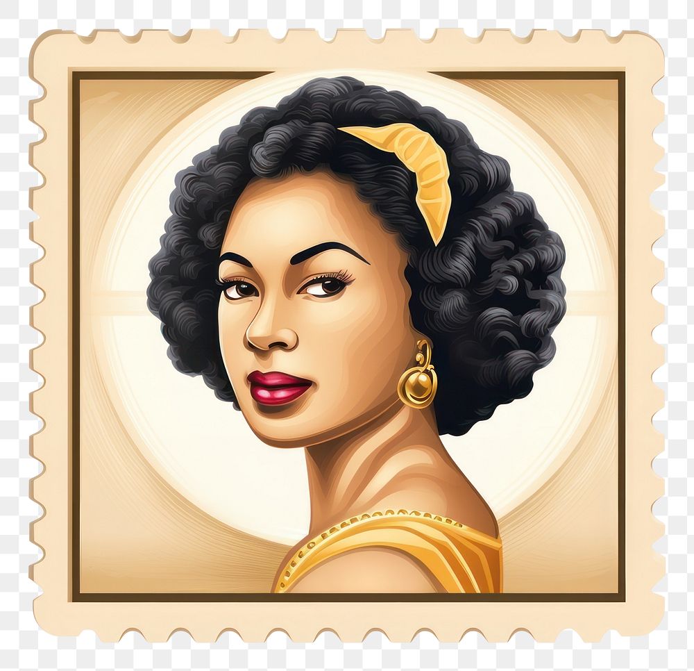 PNG Black history month postage stamp portrait jewelry earring.