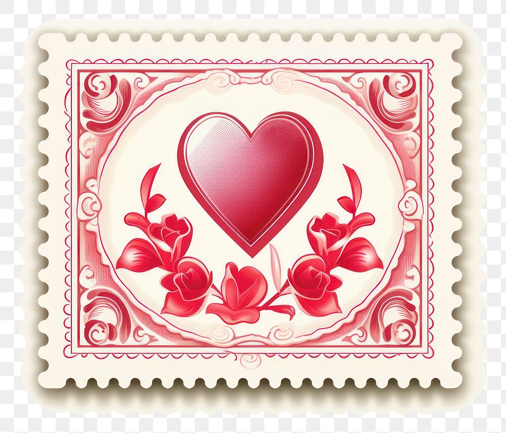 PNG Valentine postage stamp pattern symbol heart.