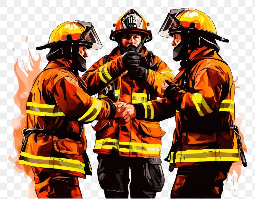 PNG Team of firefighters helmet adult extinguishing.