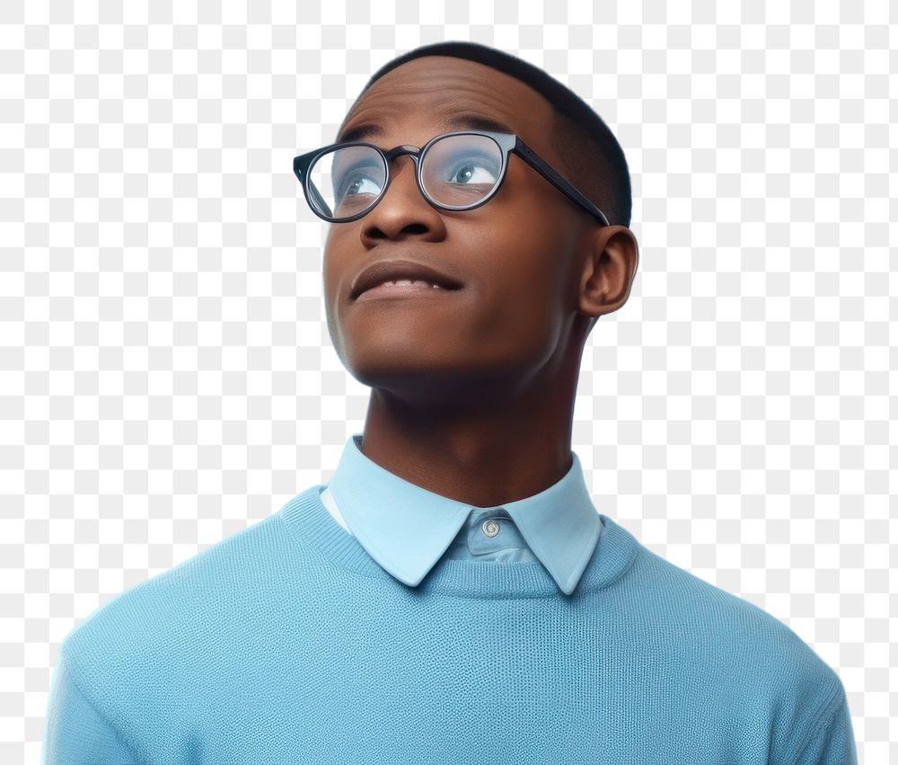 PNG African Male doctor looking up with arms crossed portrait glasses adult.