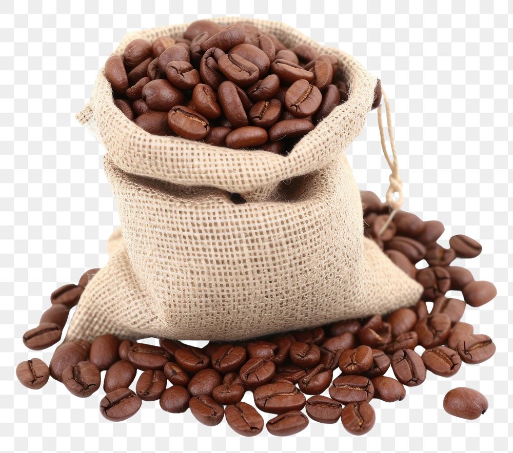 PNG Jute sack full of coffee beans bag white background container.