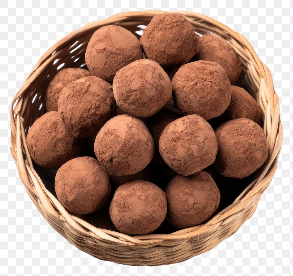 PNG Chocolate truffles basket dessert food.