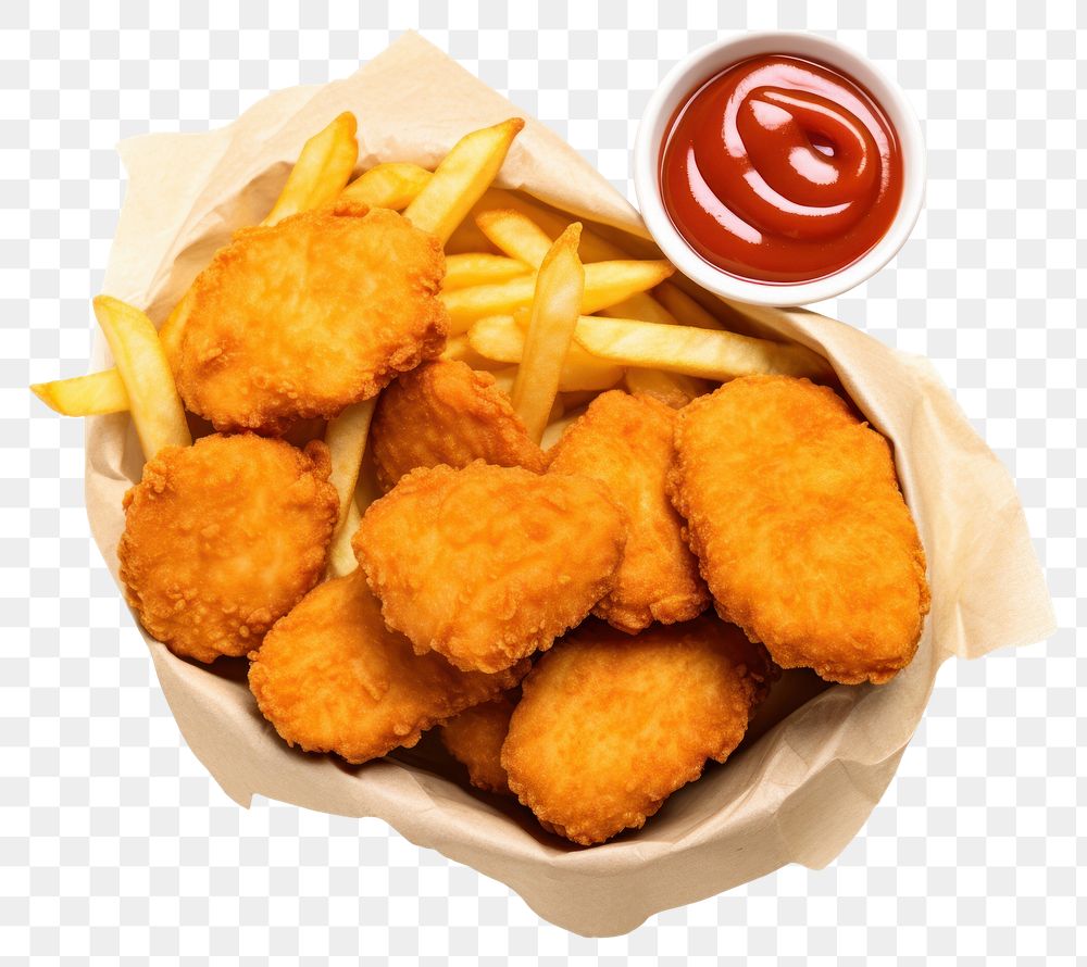PNG Chicken nuggets ketchup food white background.
