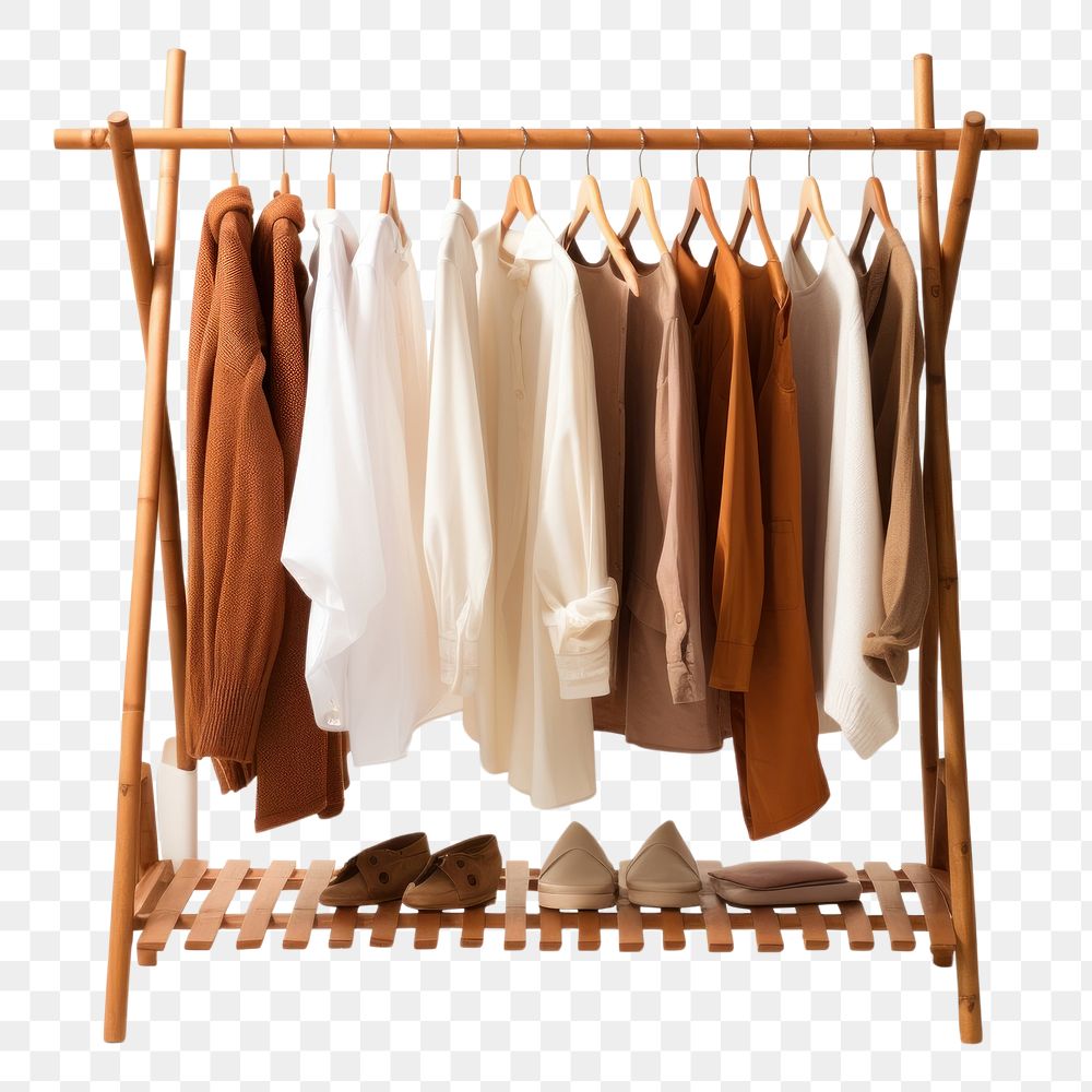 PNG Clothes rack fashion closet wood.