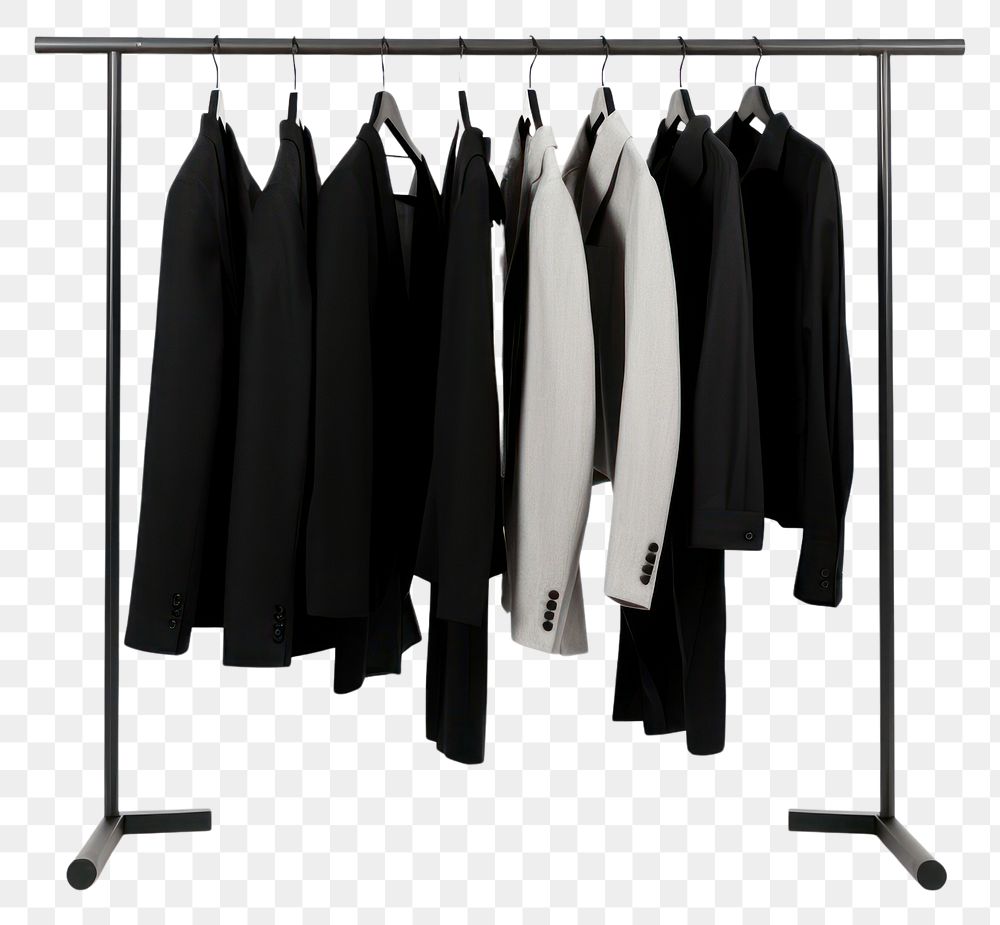 PNG Clothes rack fashion black white background.