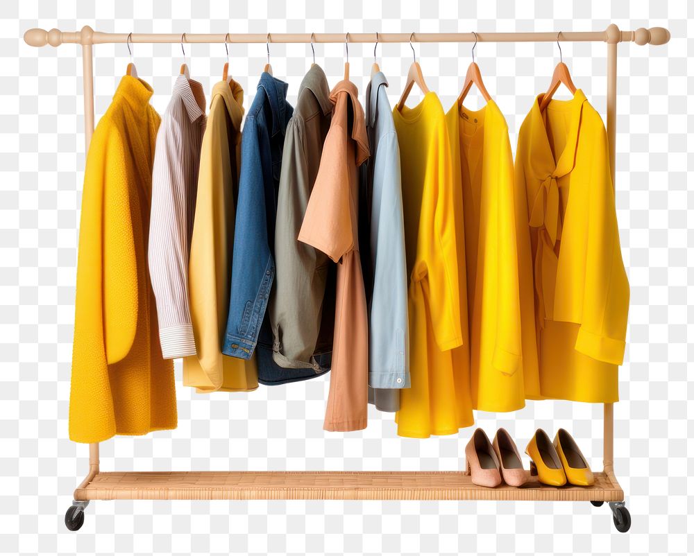 PNG Clothes rack furniture fashion yellow.