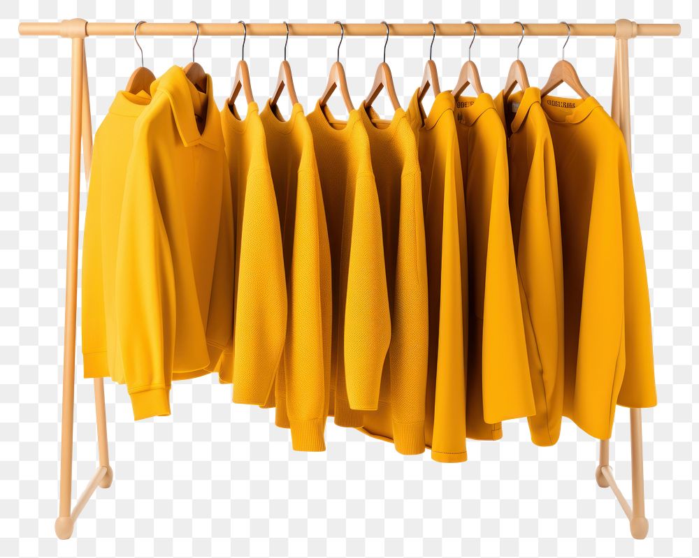 PNG Clothes rack fashion yellow white background.