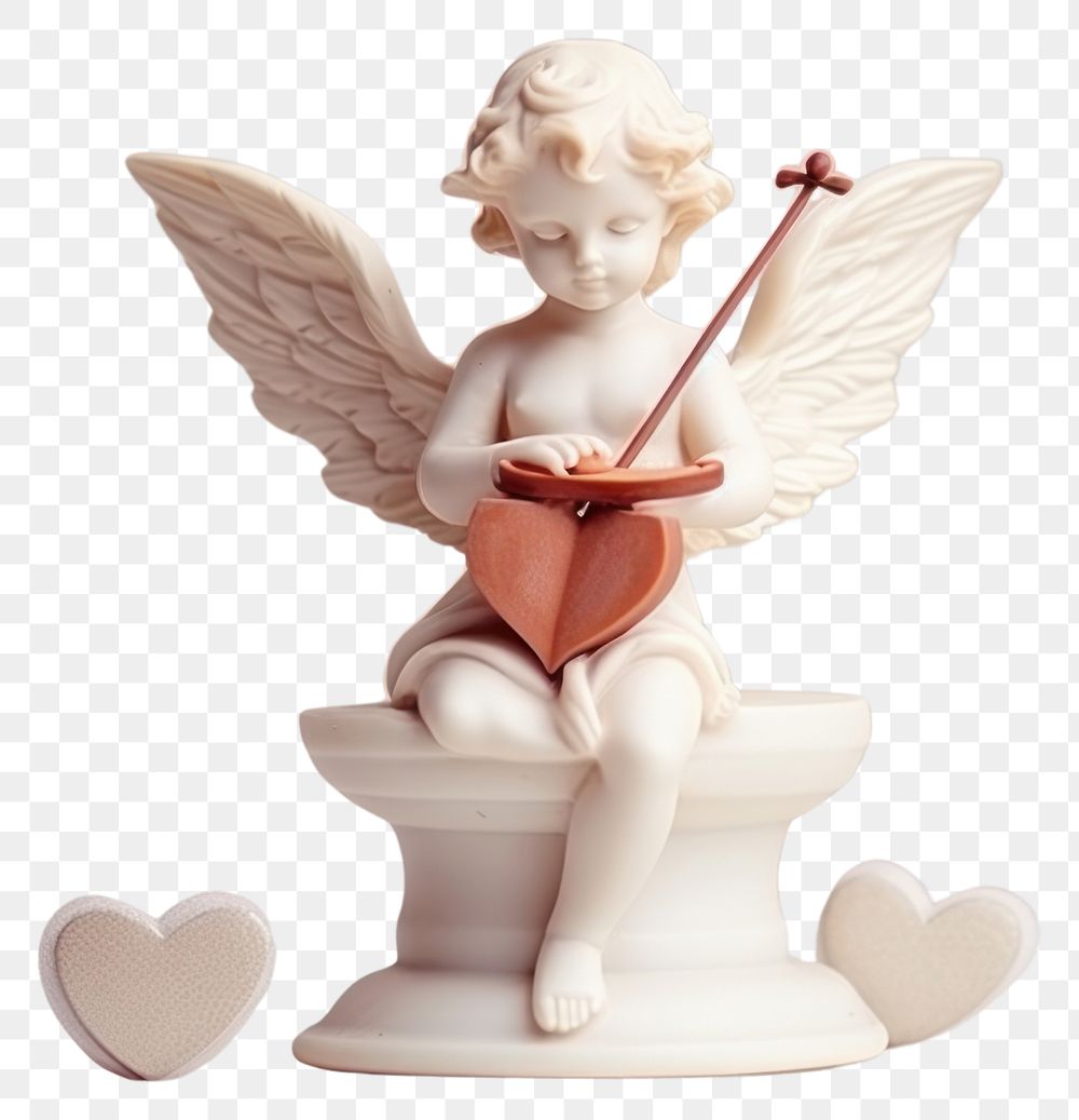PNG Angel cupid figurine white representation.