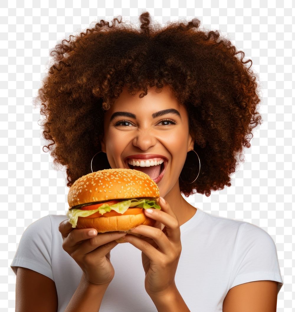 PNG  Burger enjoyment smiling holding.