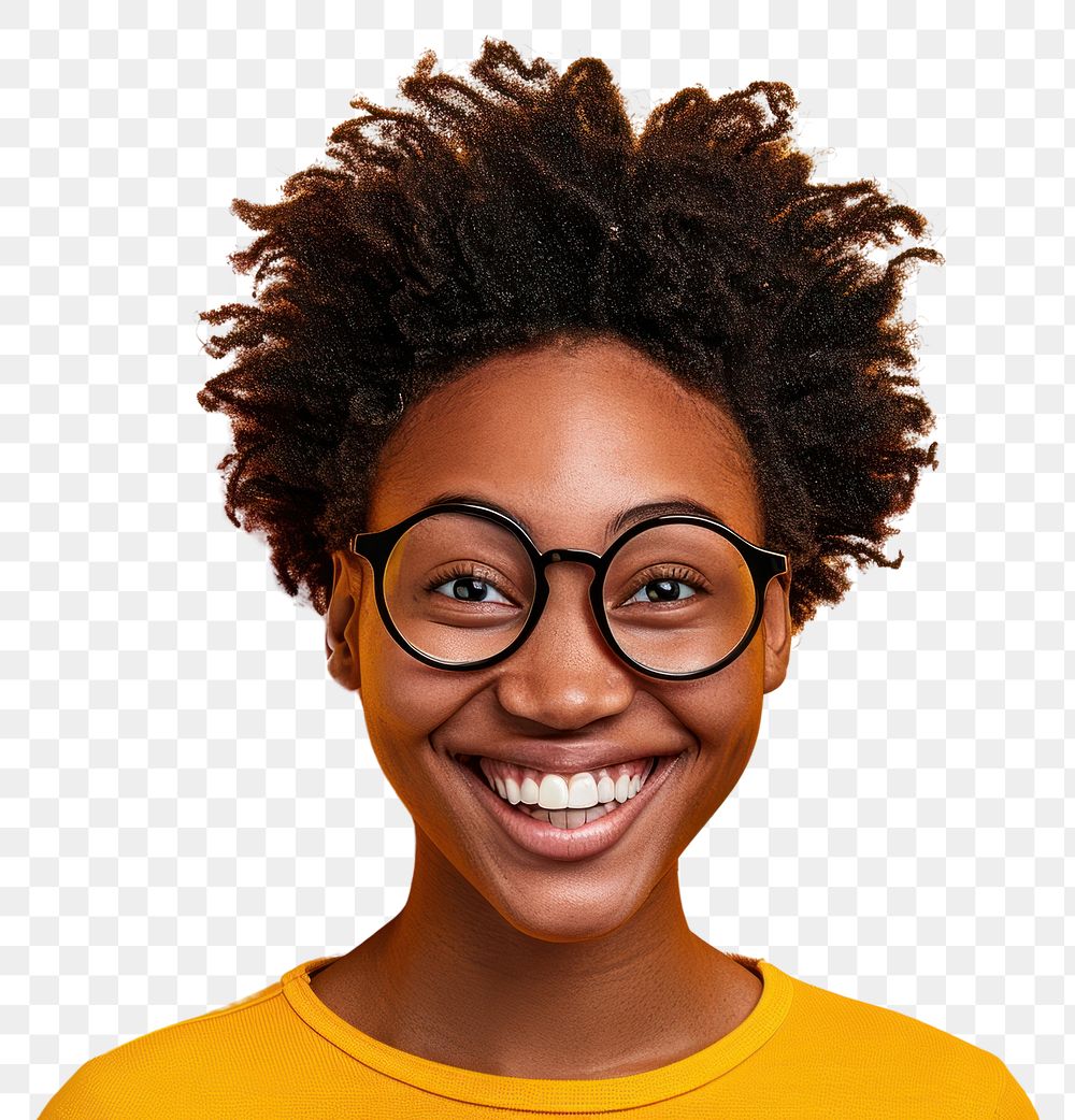 PNG  Young black woman portrait adult smile.