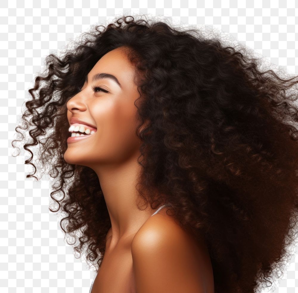 PNG  Black woman laughing portrait smiling.