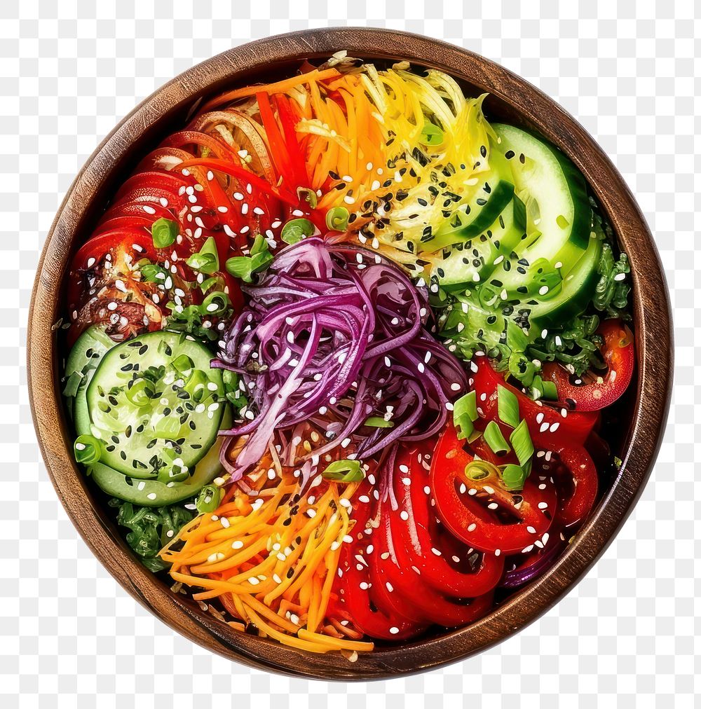PNG Bowl with delicious vegetable salad bowl food meal.