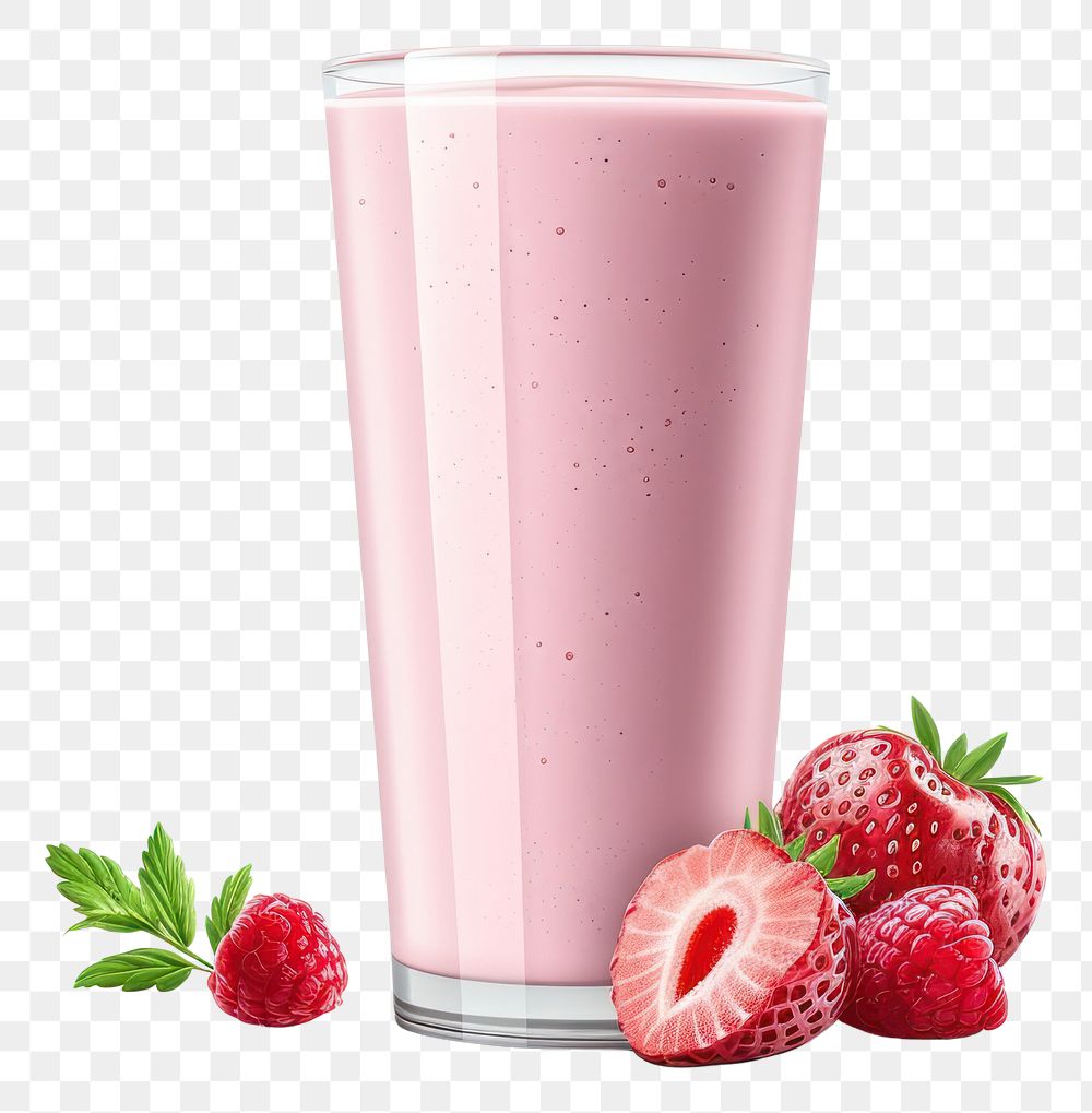 PNG Strawberry milkshake raspberry smoothie fruit.