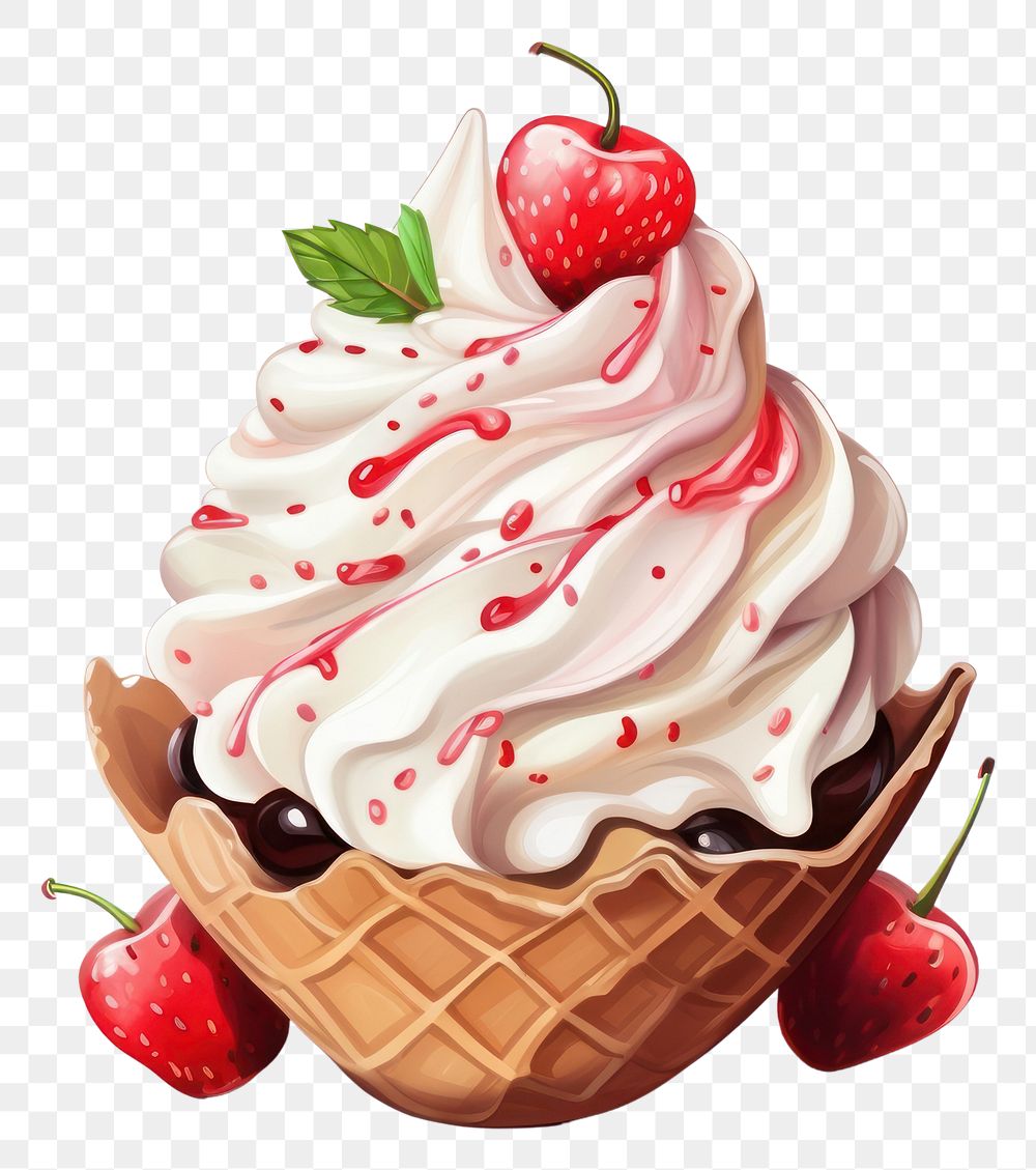 PNG Ice cream strawberry chocolate dessert.