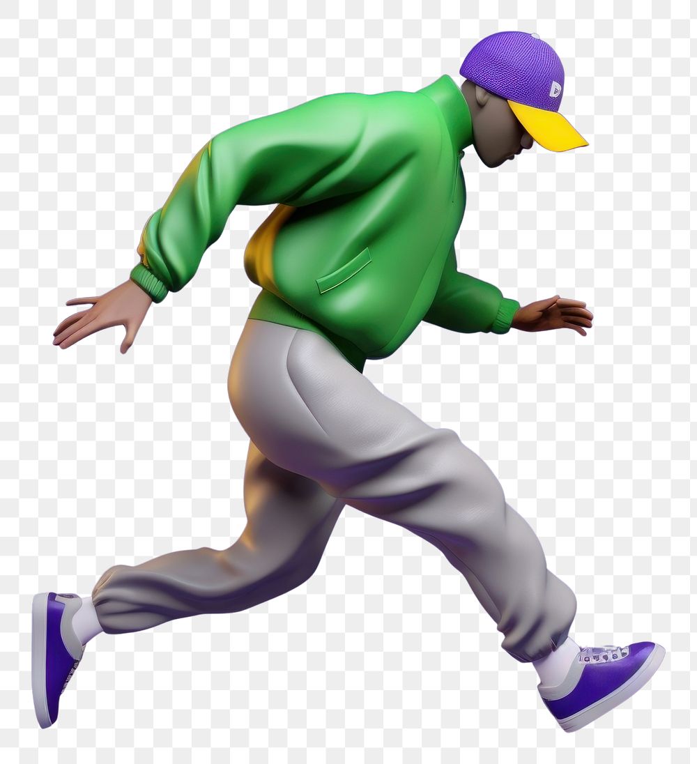PNG  A man jogging wearing cap and sportsuit athlete purple exercising. AI generated Image by rawpixel.
