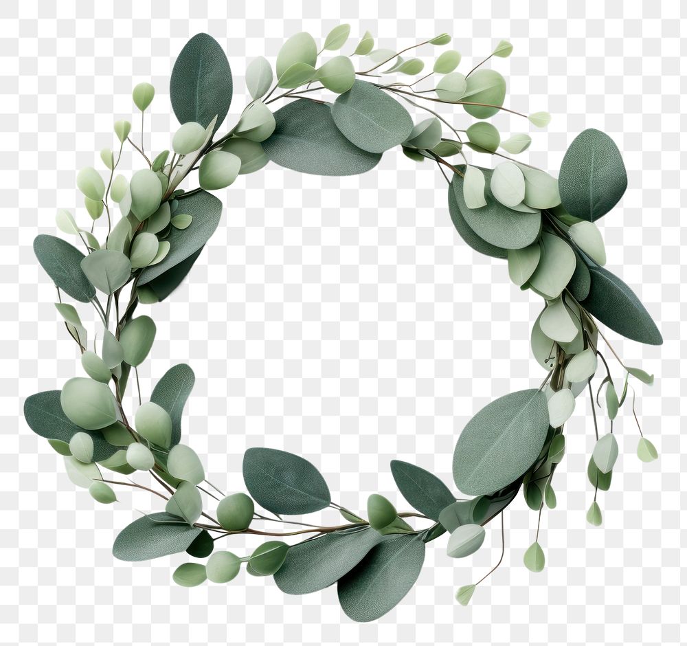 PNG  Wreath plant Eucalyptus wreath leaf white background. AI generated Image by rawpixel.