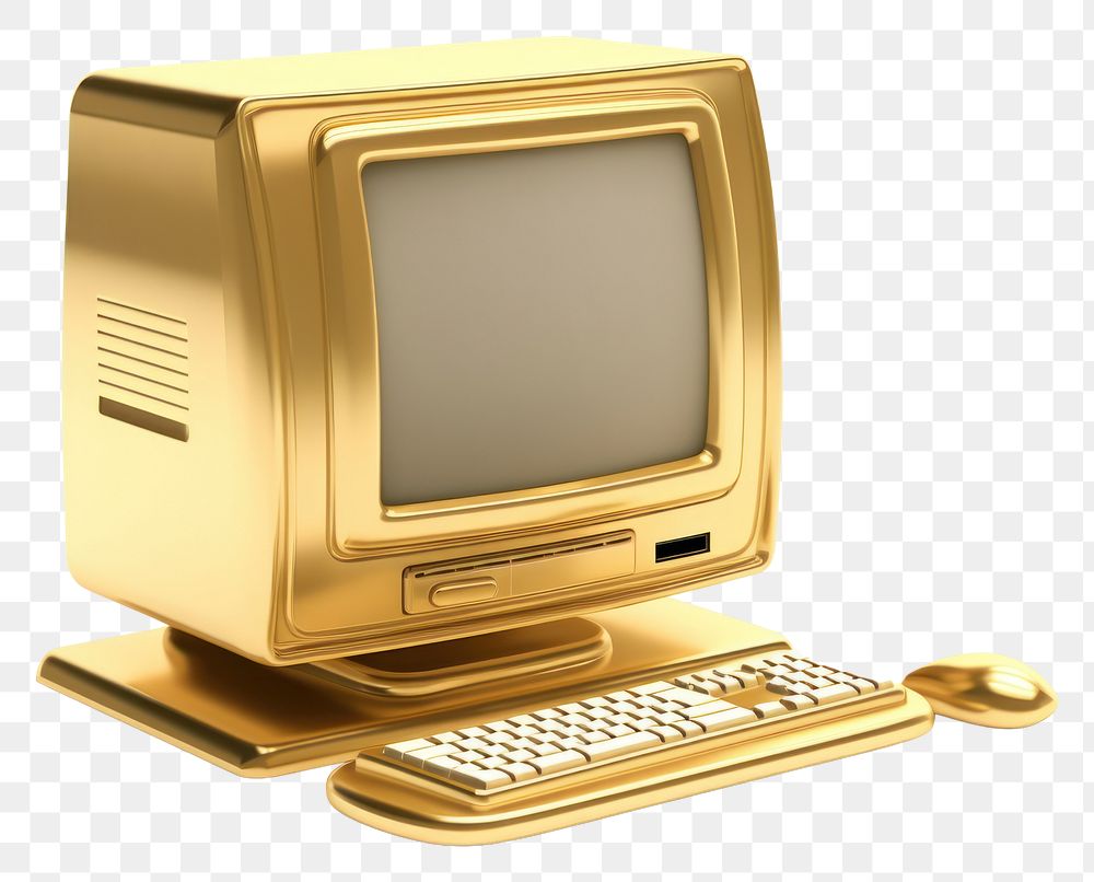 PNG Computer gold white background electronics.
