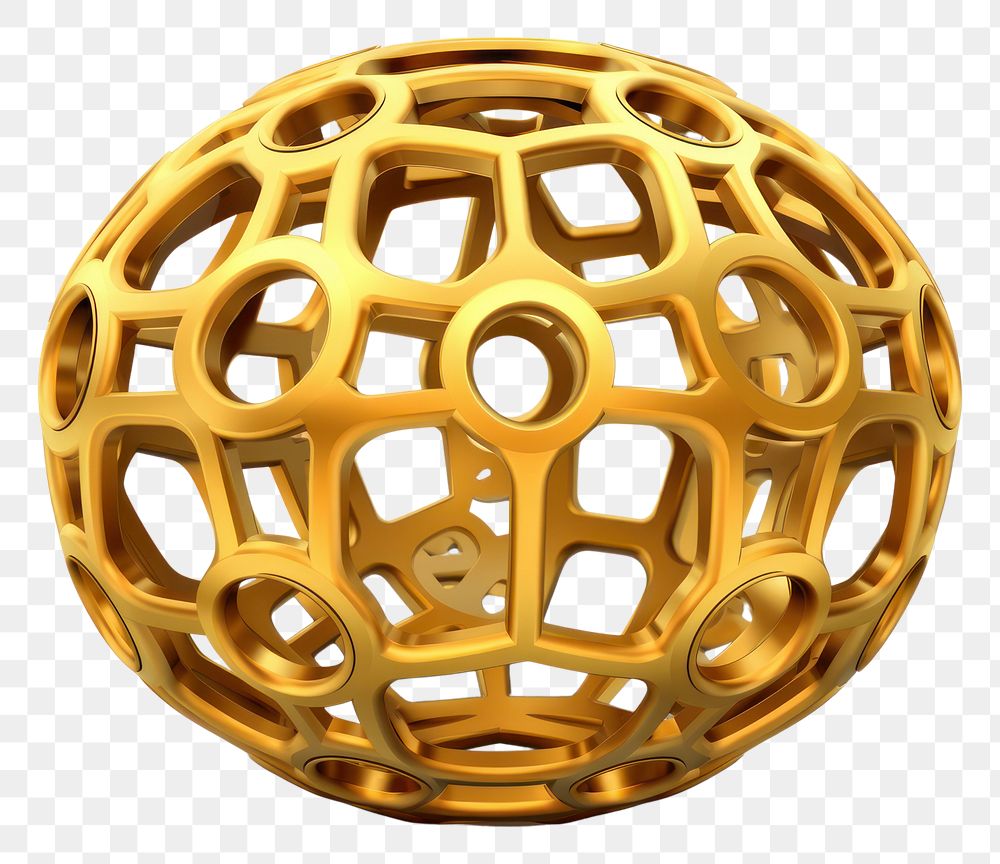 PNG Geometric sphere gold white background.