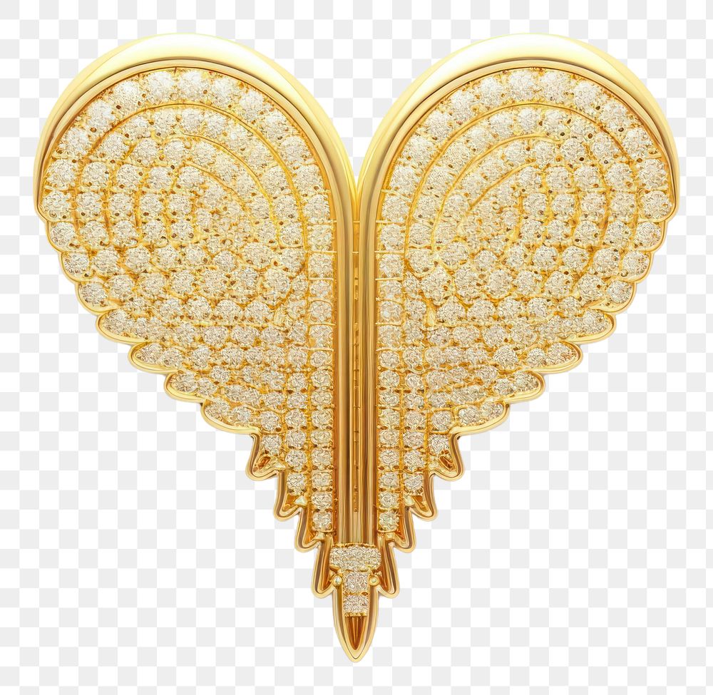 PNG Angel wings gold jewelry white background.