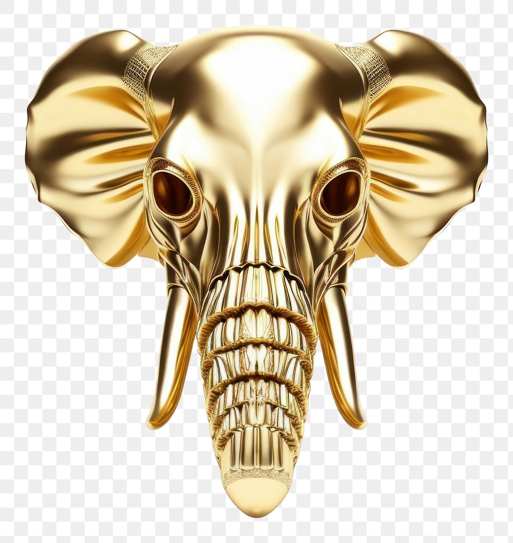 PNG Skull elephant gold white background.