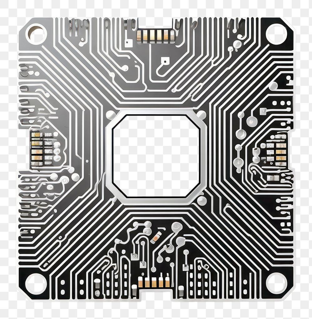 PNG Circuit board icon vector Chrome material technology white background electronics.
