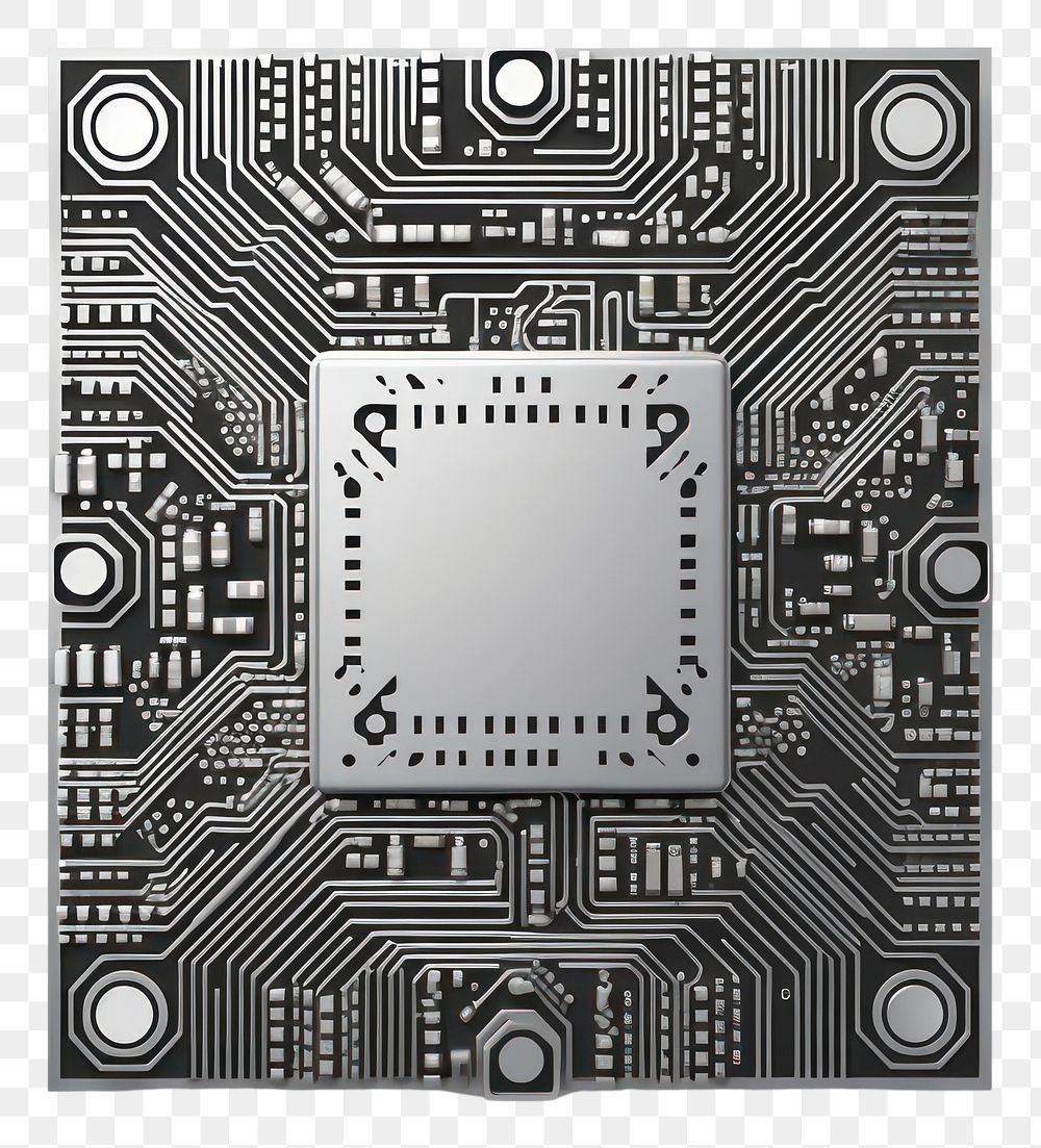 PNG Circuit board icon vector Chrome material technology electronics blackboard.