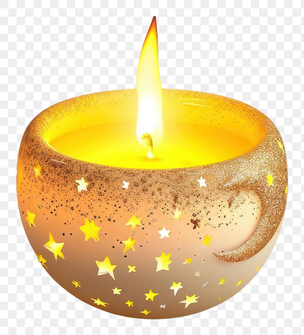 PNG  Ramadan candle fire white background.