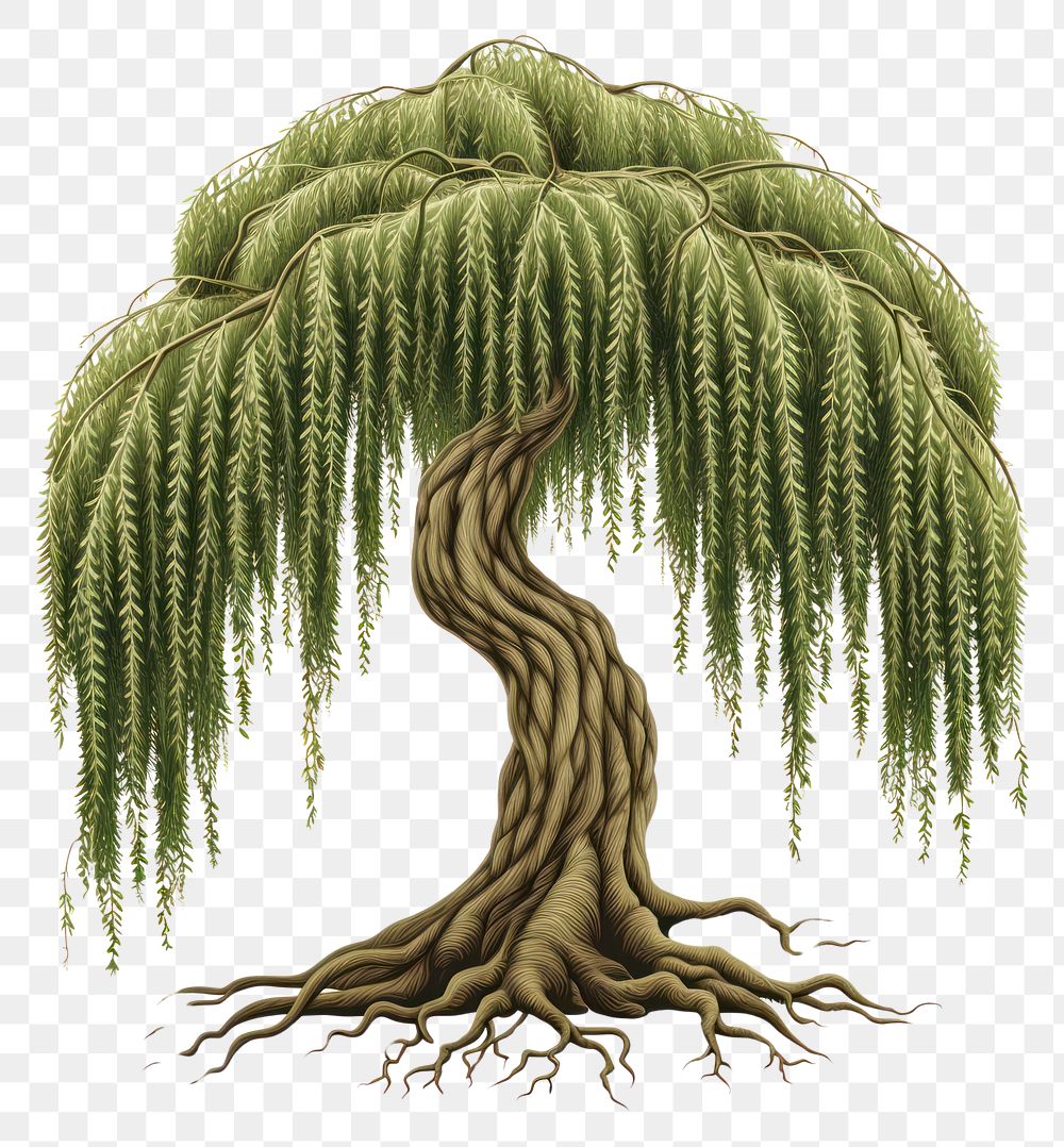PNG Vintage Willow Tree logo willow tree plant.