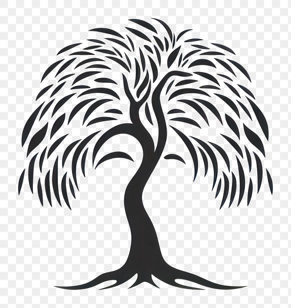 PNG Willow tree Logo Design drawing sketch plant.