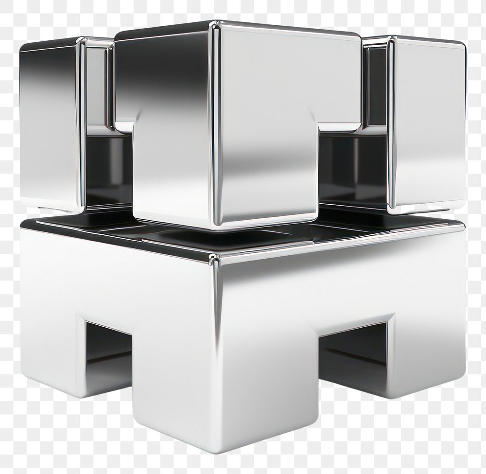 PNG Abstact building icon Chrome material furniture silver white background.