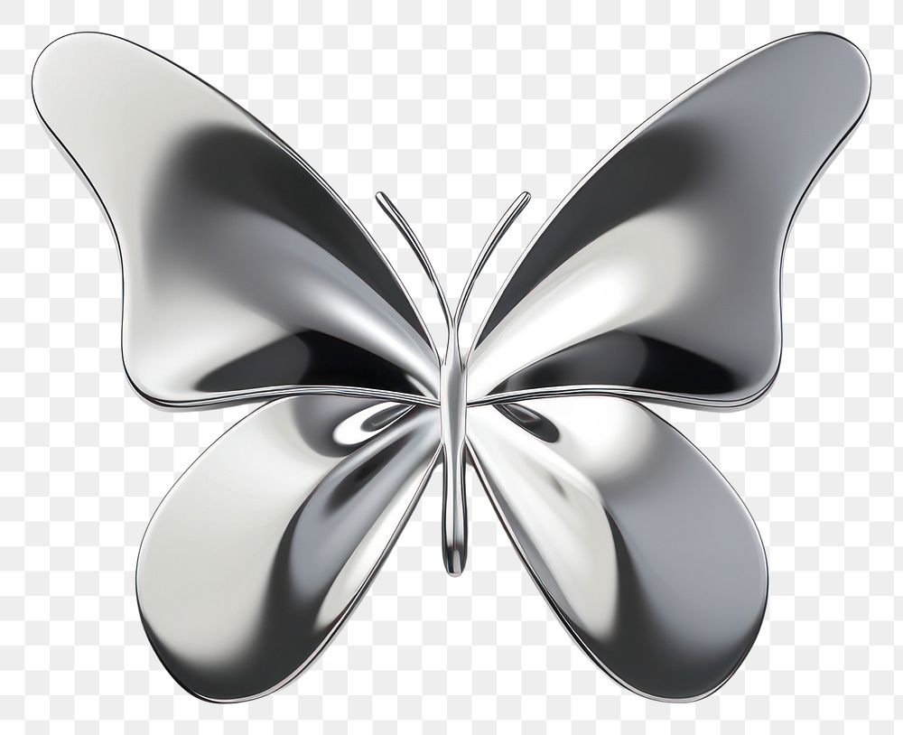 PNG Butterfly Chrome material silver white background accessories.