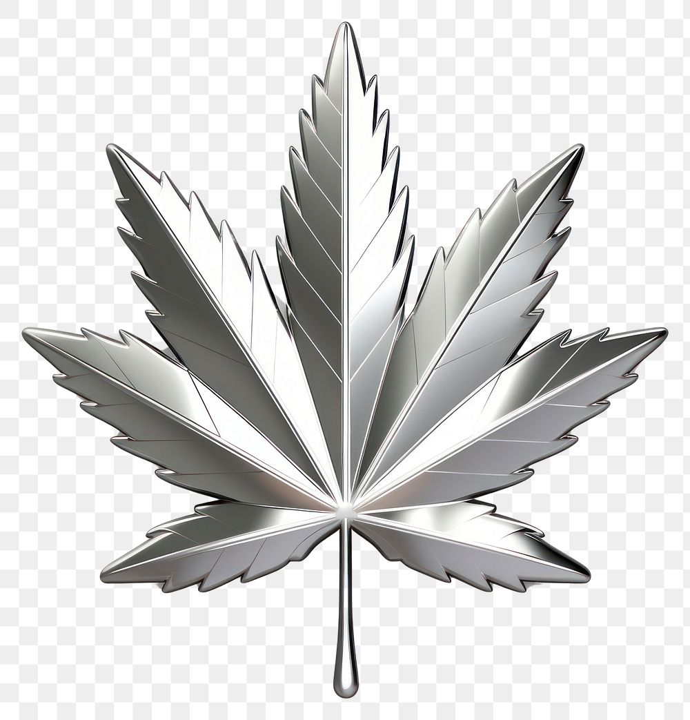 PNG Cannabis leaf icon Chrome material cannabis silver shiny.