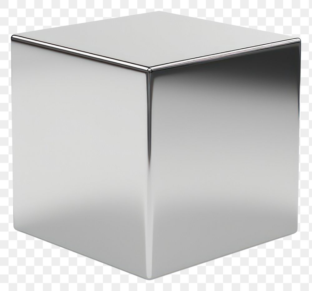 PNG Cube Chrome material silver shiny shape.