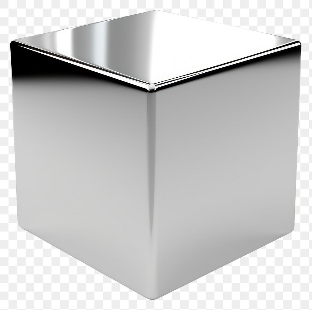 PNG Cube Chrome material silver white background simplicity.