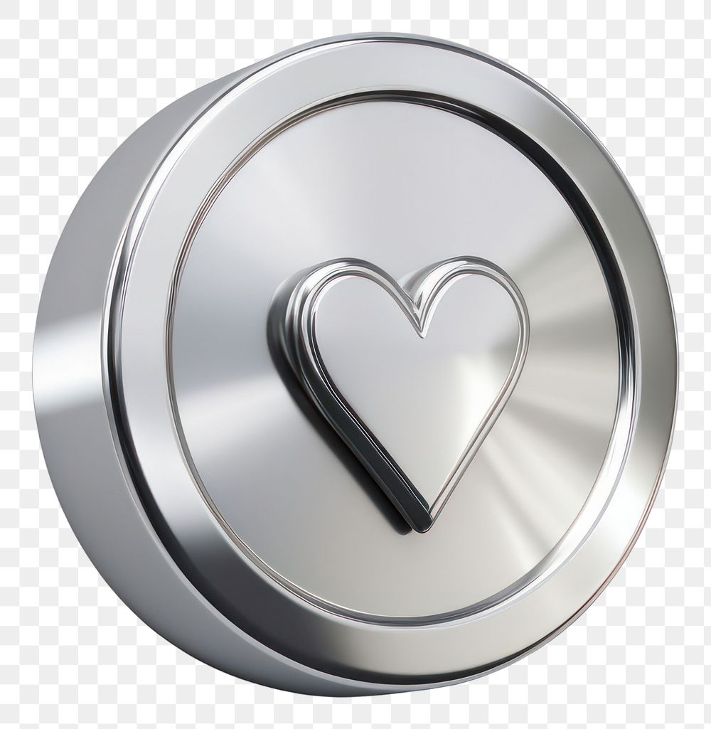 PNG Heart Rate icon Chrome material symbol silver shape.