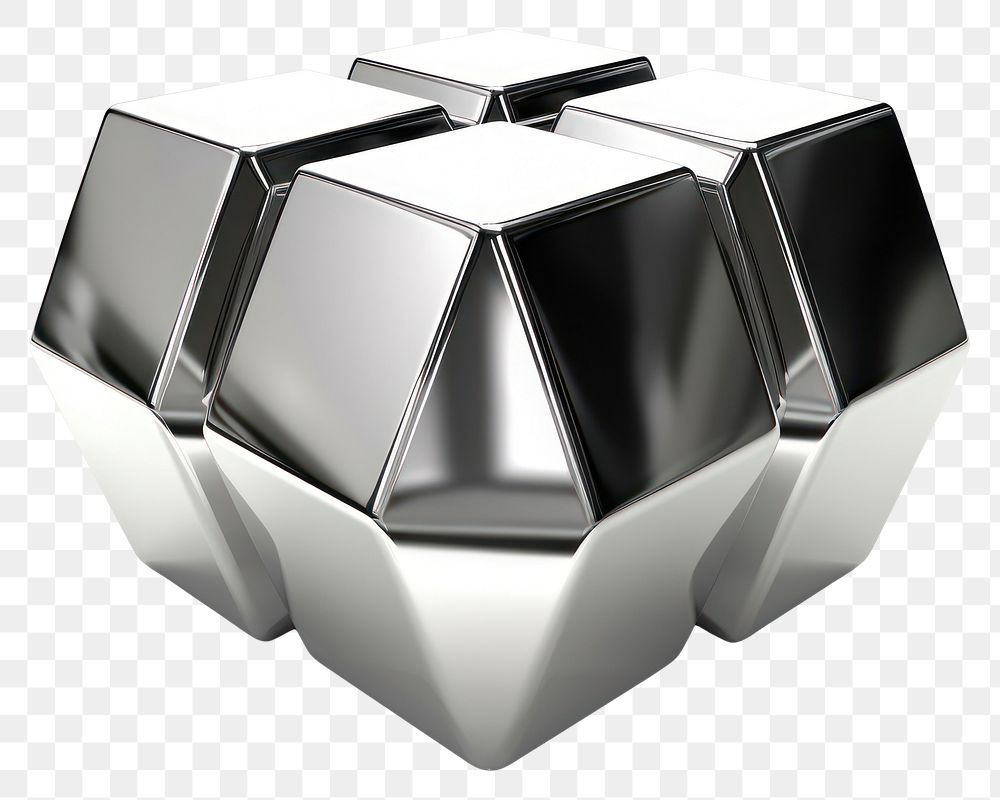 PNG Hexagon Chrome material silver shiny shape.