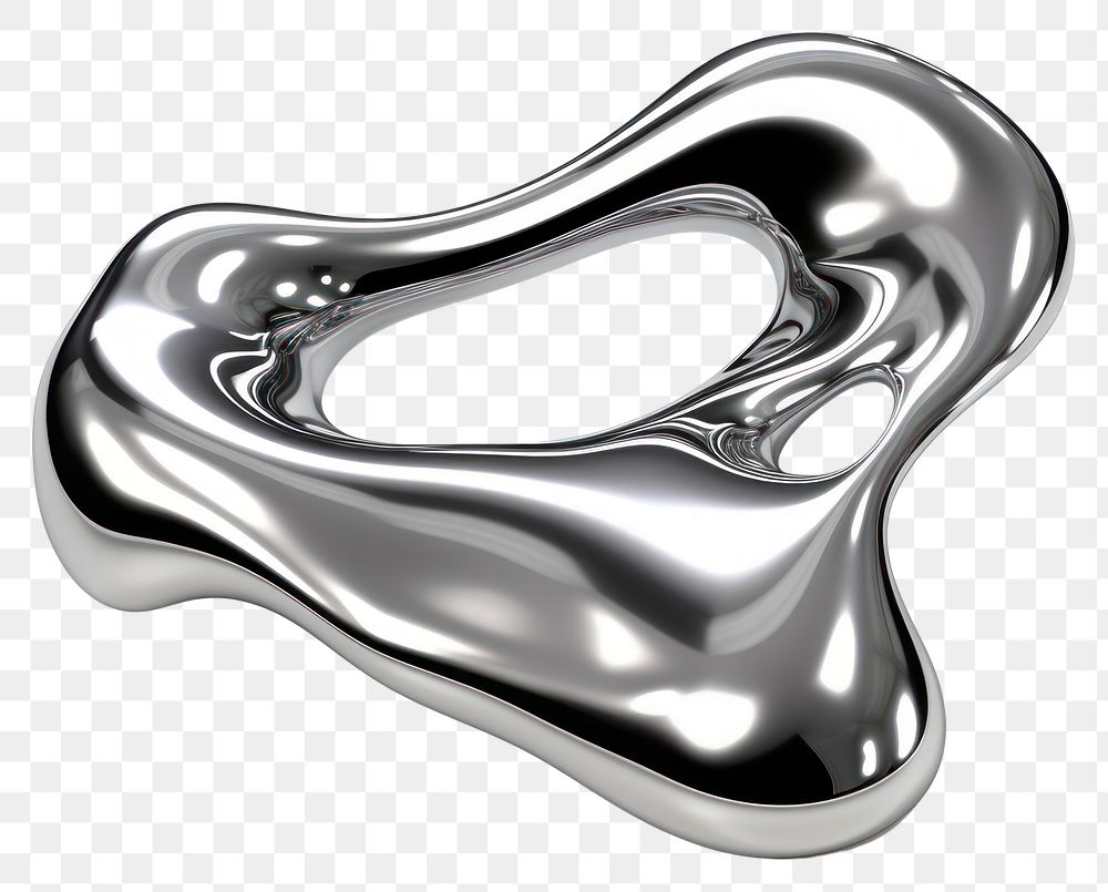 PNG Liquid Shape Chrome material silver shiny white background