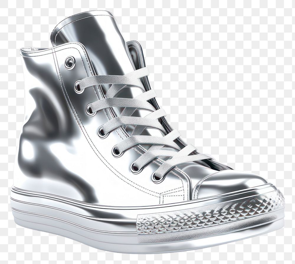 PNG Sneaker icon Chrome material footwear sneaker silver.