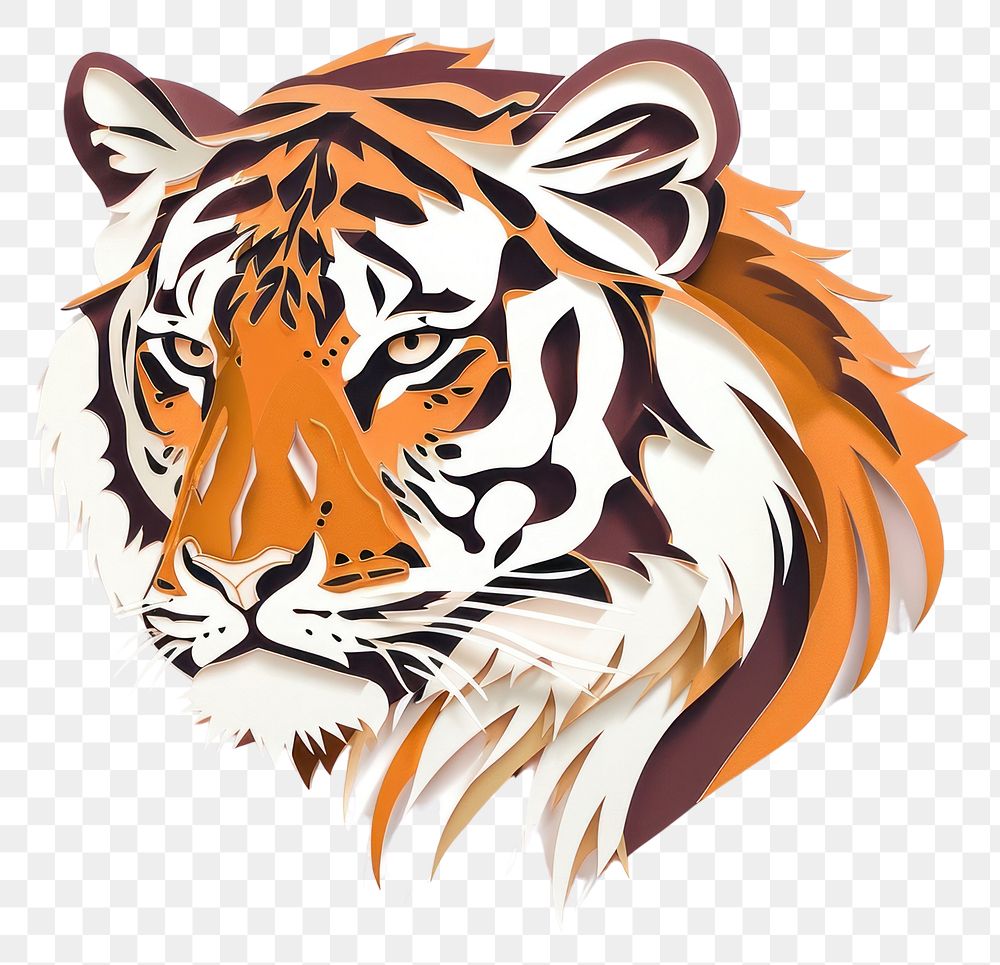 PNG  Tiger animal white background creativity.