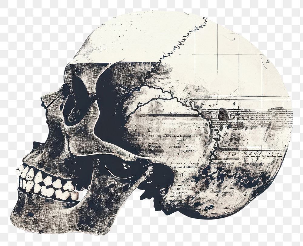 PNG  Skull art white background accessories.