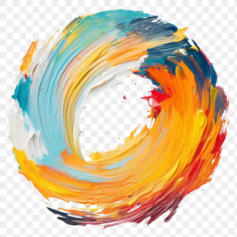 PNG Flat colorful paint brushstroke in circle shape painting white background creativity.