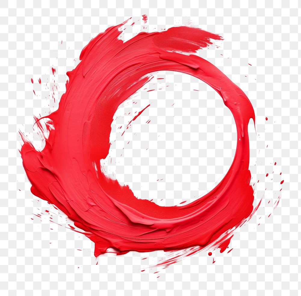 PNG Flat light red paint brushstroke in circle shape white background splattered abstract.