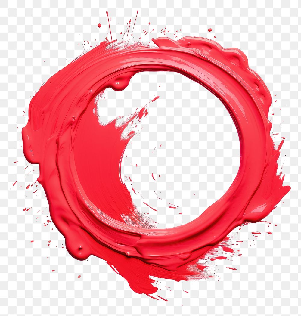 PNG Flat light red paint brushstroke in circle shape white background splattered abstract.