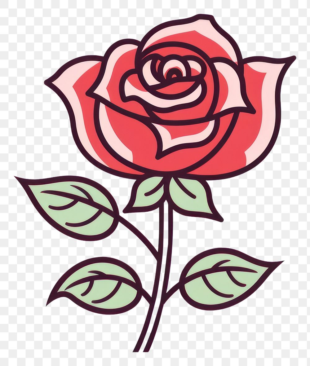 PNG  Rose flower plant line.