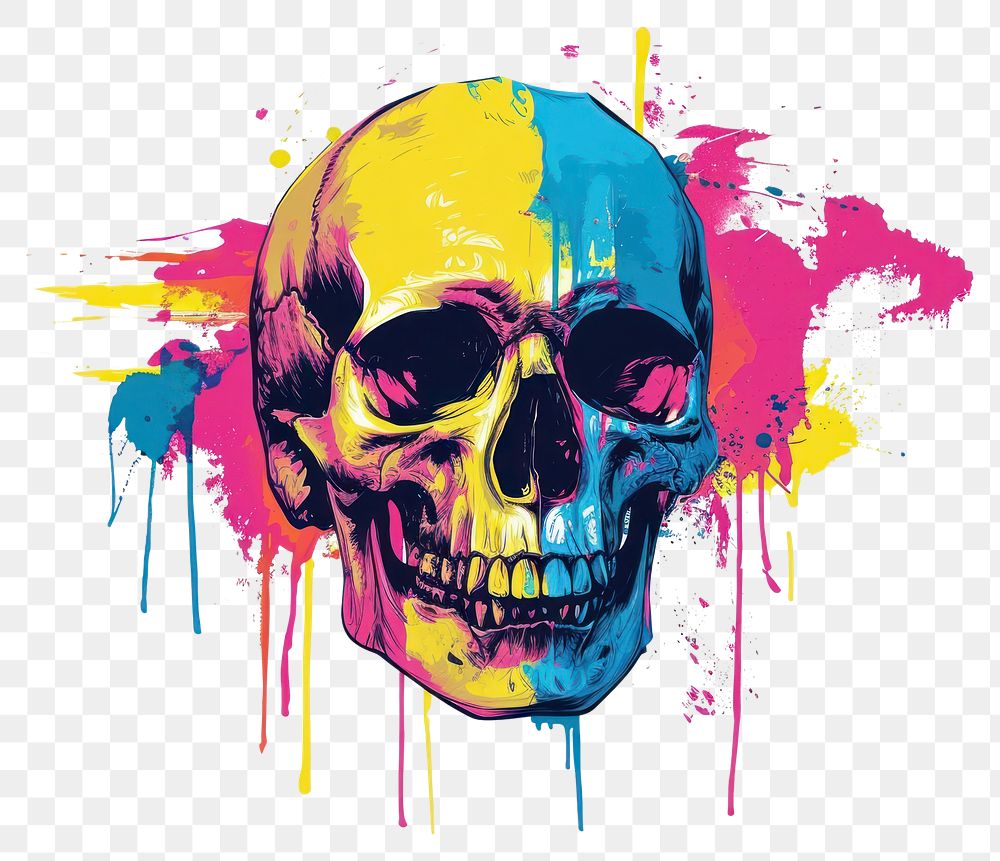 PNG  Skull painting graphics art.