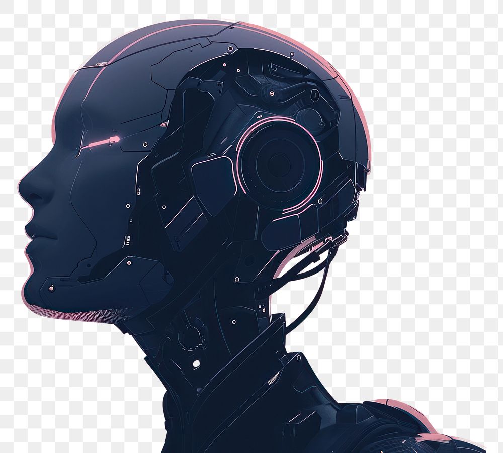 PNG Artificial intelligence technology futuristic headshot.