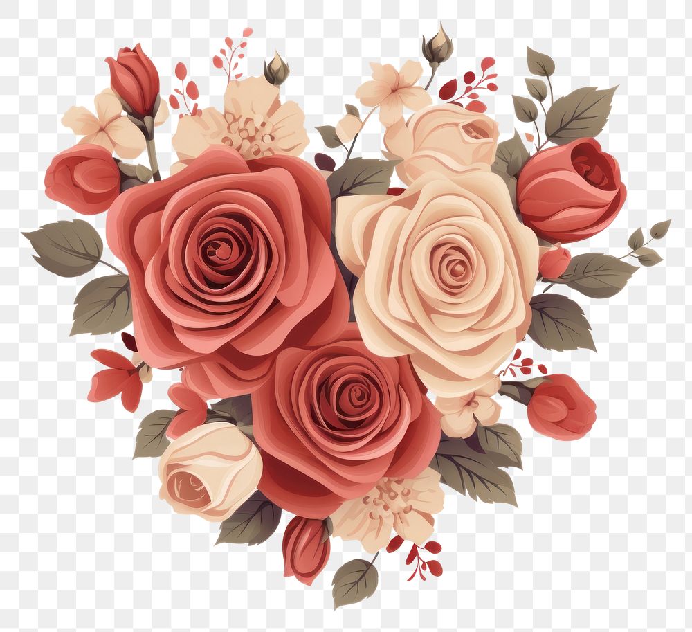 PNG The roses decorated in heart shape pattern flower plant. AI generated Image by rawpixel.